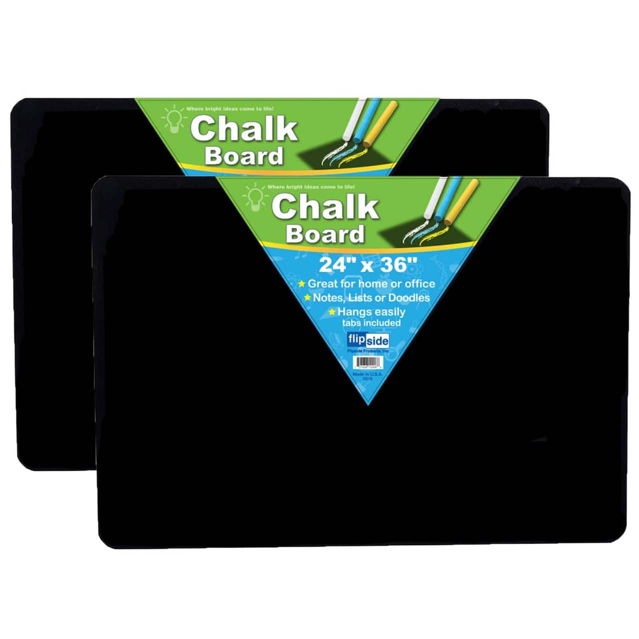 Flipside Products 24" x 36" Black Chalk Board, 2ct.